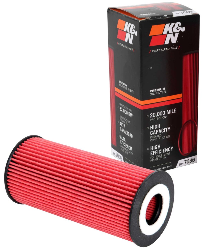K&N Premium Oil Filter: 20,000 Mile Engine Protection, High Capacity/High Efficiency: Compatible with Select 2009-2016 PORSCHE (Boxster, Cayman), HP-7036 - Image 1
